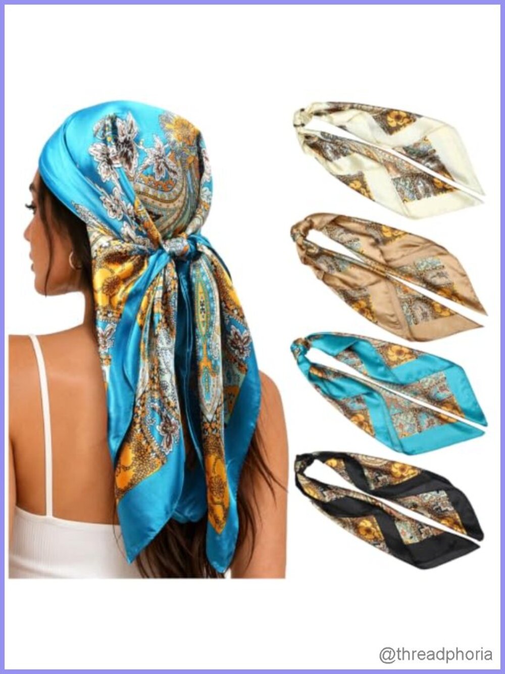 4-Pack Satin Hair Scarves for Women - Silk-like Bandanas for Styling